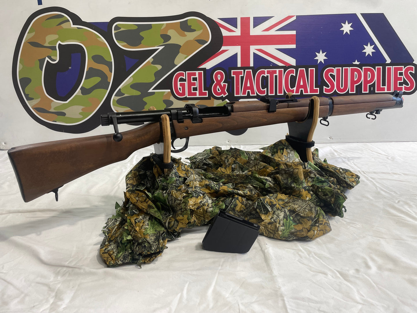 Double Bell Lee Enfield Shell-Ejecting Rifle – Timber & metal construction