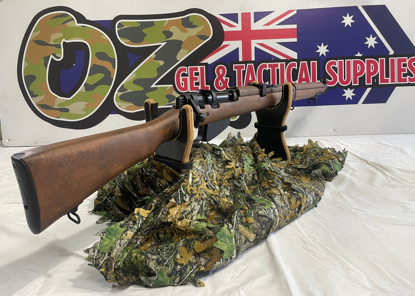 Double Bell Lee Enfield Shell-Ejecting Rifle – Timber & metal construction